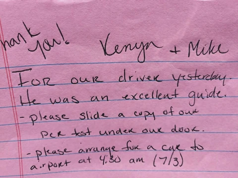 Real thank you note from UrbanWhere guests